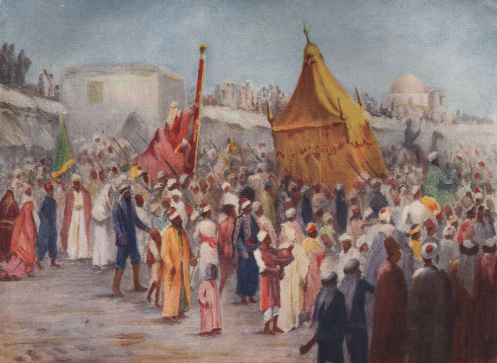 'Return of the Haj from Mecca to Damascus' by Margaret Thomas. Syria 1908